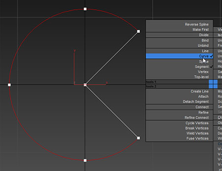 linear segment to curve